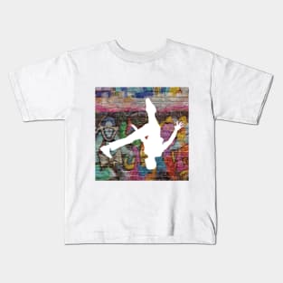 Break Dancer on Graffiti Background 7 Kids T-Shirt